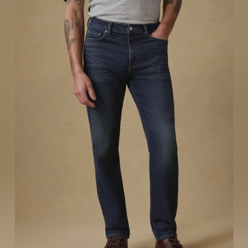 Faherty Stretch Terry Indigo 5-Pocket Pant Jean Men's 31x32 Belmar Coast Wash